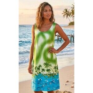 LOOKING GOOD L HAWAIIAN DRESS SLEEVELESS BACK TIE BEACH BOHO MADE IN USA VTG